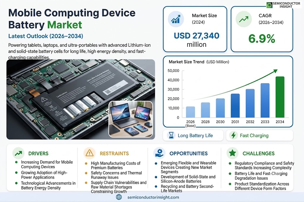 Mobile Computing Device Battery Market Share, Size and Trends 
