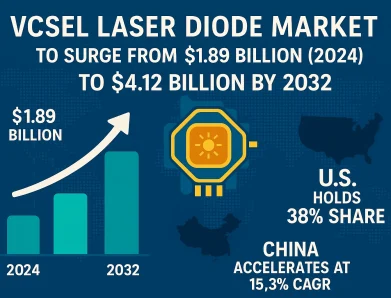 VCSEL Laser Diode Market to Surge from $1.89 Billion (2024) to $4.12 Billion by 2032: U.S. Holds 38 % Share While China Accelerates at 15.3 % CAGR