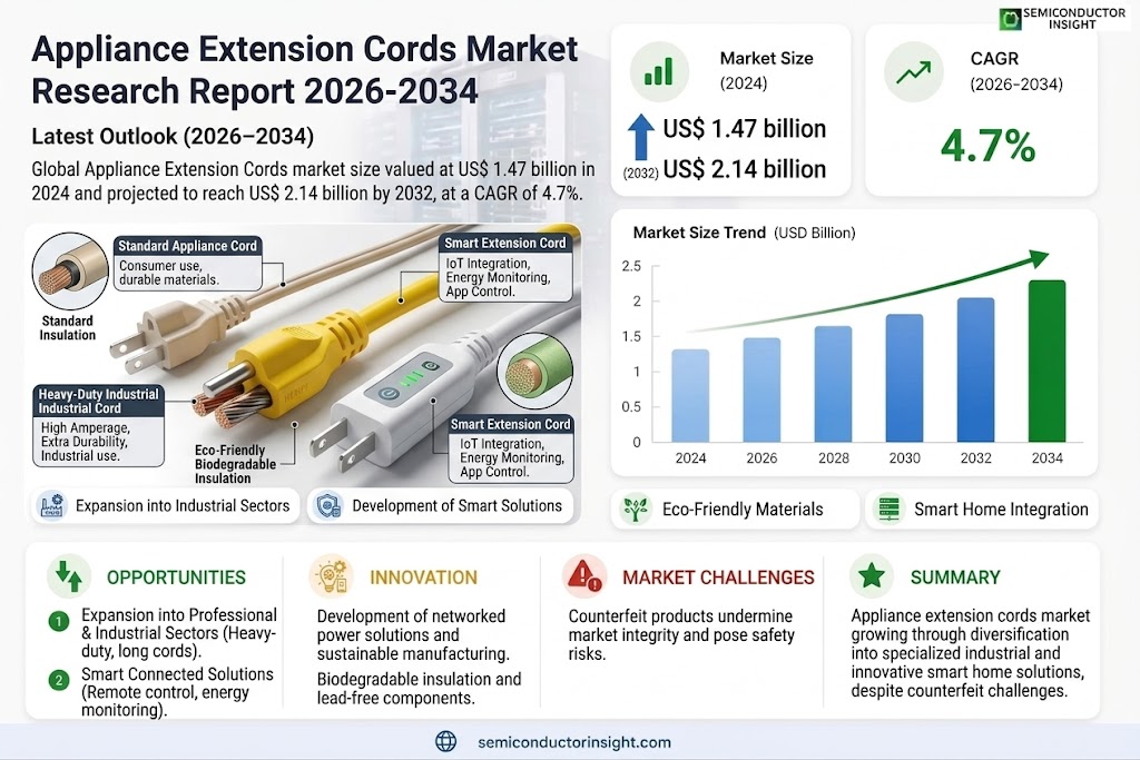 Global Appliance Extension Cords Market Share, Size and Trends 