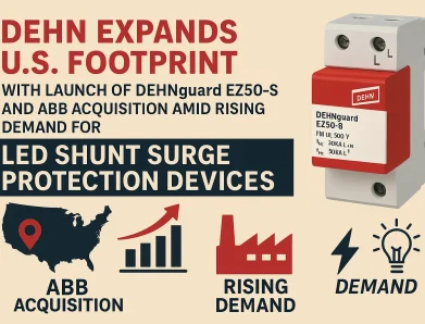 DEHN Expands U.S. Footprint with Launch of DEHNguard EZ50-S and ABB Acquisition Amid Rising Demand for LED Shunt Surge Protection Devices