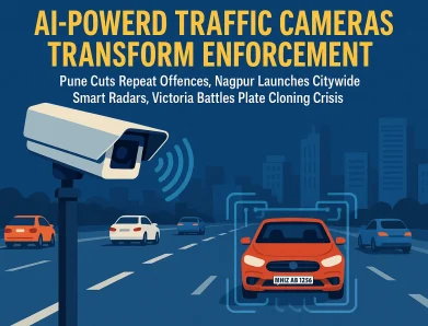 AI-Powered Traffic Cameras Transform Enforcement: Pune Cuts Repeat Offences, Nagpur Launches Citywide Smart Radars, Victoria Battles Plate Cloning Crisis