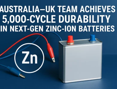 Australia–UK Team Achieves 5,000-Cycle Durability in Next-Gen Zinc-Ion Batteries
