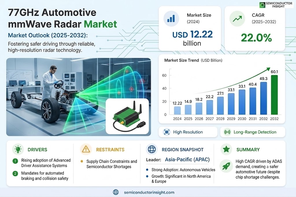 77GHz Automotive mmWave Radar Market Growth, Share and Forecast 
 