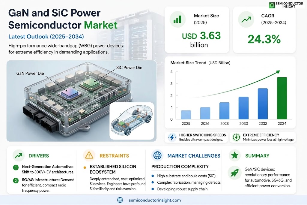 GaN and SiC Power Semiconductor Market
 Share and Size