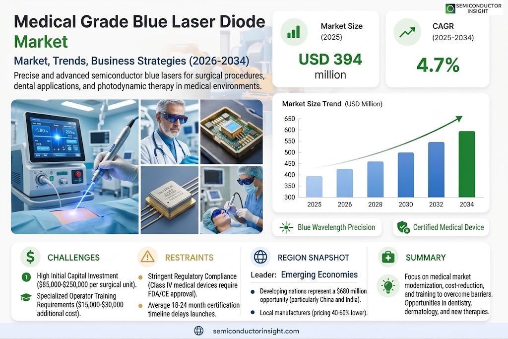Medical Grade Blue Laser Diode Market Size, Trends and Growth 
