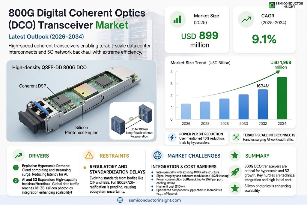800G Digital Coherent Optics (DCO) Transceiver Market
 Trends and Growth