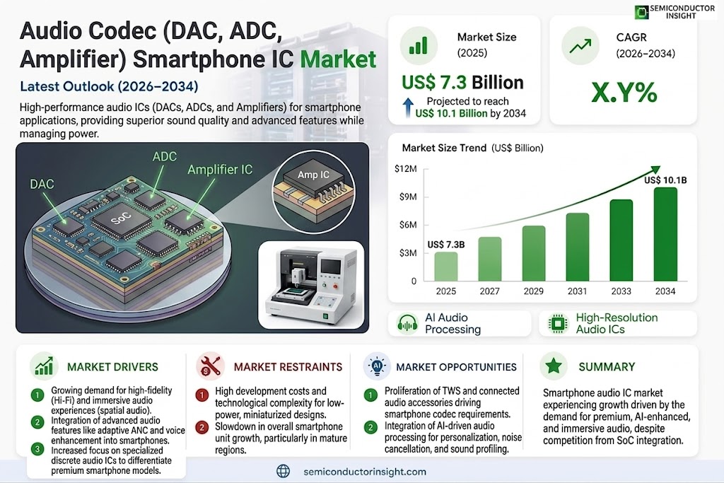 Audio Codec (DAC, ADC, Amplifier) Smartphone IC Market Growth, Share and Forecast 
