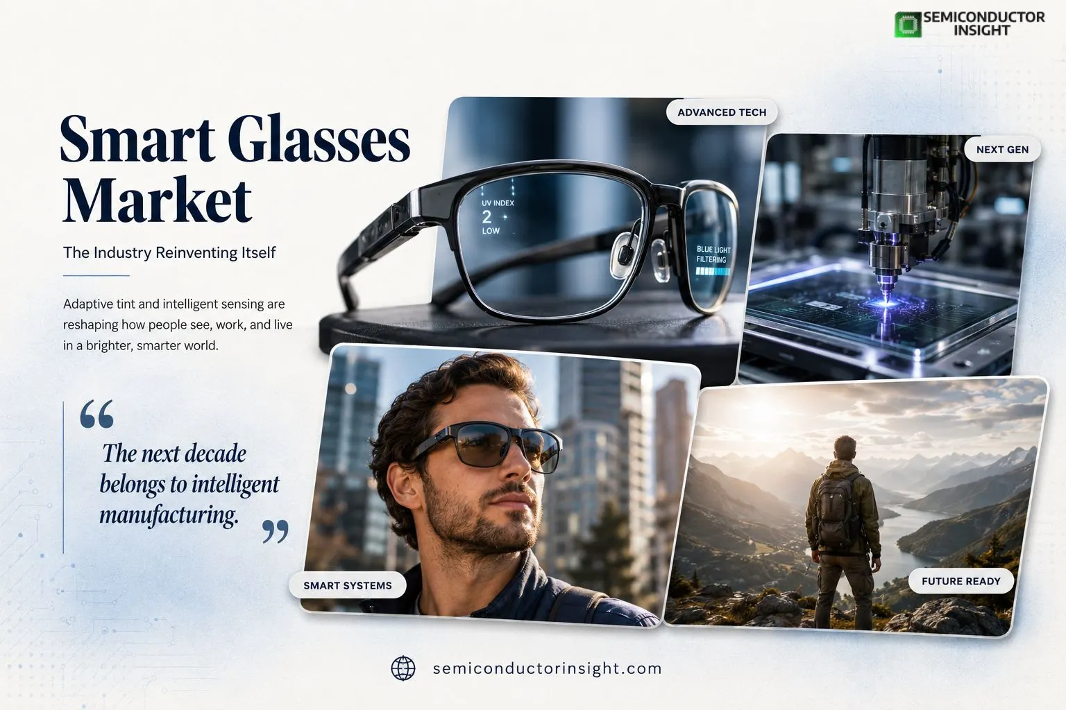 Smart Glasses Adaptive Tint Market 2026 Semiconductor Integration in UV Blue Light Eye Protection Systems