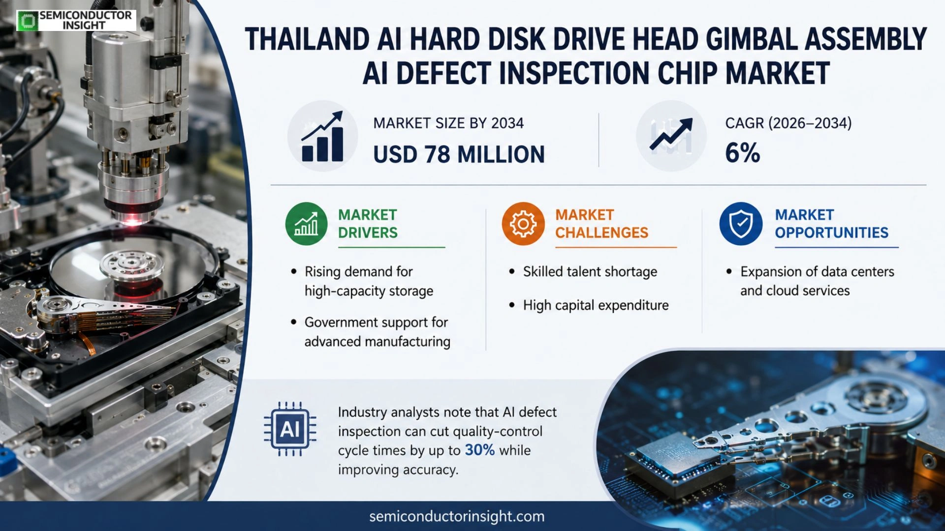 Thailand AI Hard Disk Drive Head Gimbal Assembly AI Defect Inspection Chip Market Size & Share
