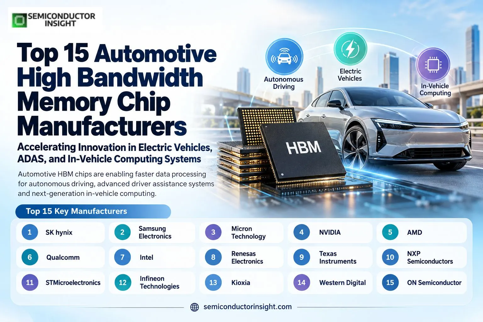 Top 15 Automotive High Bandwidth Memory Chip Manufacturers Accelerating Innovation in Electric Vehicles, ADAS, and In-Vehicle Computing Systems