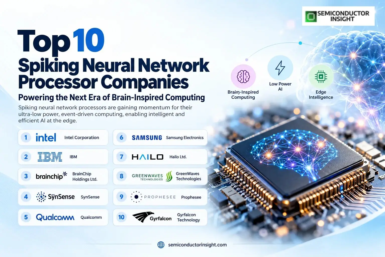 Top 10 Spiking Neural Network Processor Companies Driving Neuromorphic Computing Innovation